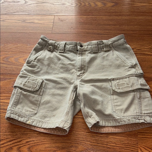 Vintage Duluth Trading Co cargo short khaki/green heavy duty outdoor mens 34 - Picture 1 of 10